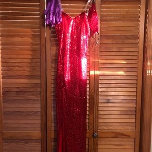 Red sequin party dress
